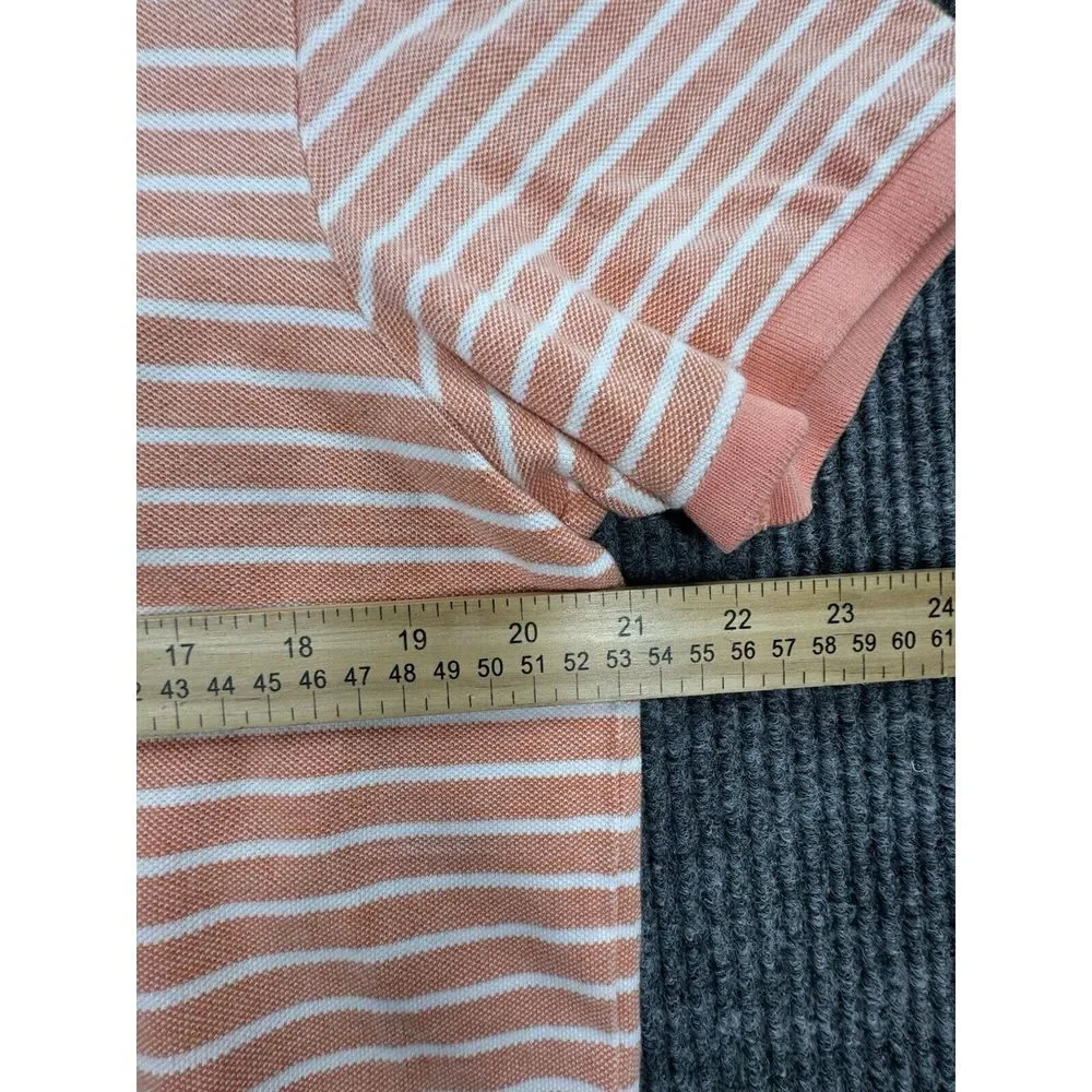 Polo Ralph Lauren Polo Mens Large Orange Striped Short Sleeve Shirt  100% Cotton